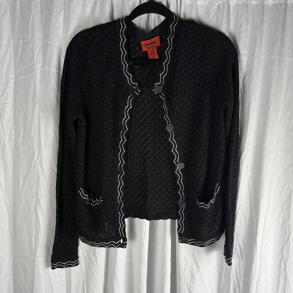 Missoni for target Elegant Black Cardigan with White Accents